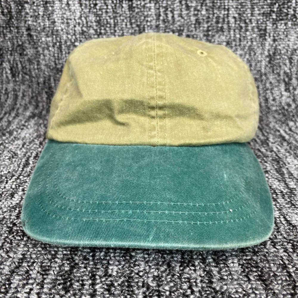 NWT VTG Adams Blank Baseball Cap Khaki Green Dad Hat Leather Strapback Leather